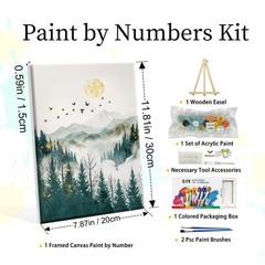YOYA Framed Paint by Numbers Kit for Adults – 8*12 Inch, Mountain Moon 003
