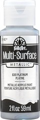 FolkArt Multi-Surface Metallic Paint 2 Fl Oz (Pack of 1), Platinum