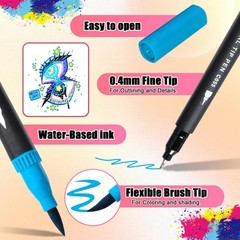 Art Supplier Dual Brush Markers Pens, 110 Artist Coloring Marker Set, Finelin…