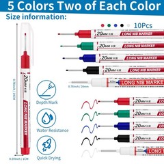 LYXMYGS 10 PCS Long Head Deep Hole 10PCS-20MM-Red/Blue/Green/Black/White