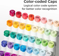 Alcohol Markers Brush and Soft Chisel: AP Certificated 48-color Dual Tips Dra…