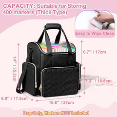 Double Layer Marker Organizer Bag Fit for 400 Markers, Large Marker Storage Case