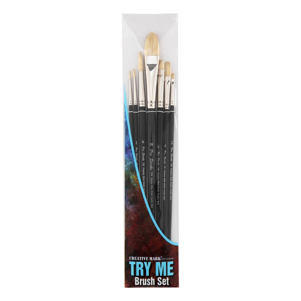 Pro Stroke Premium White Chungking Hog Bristle Artist Paint Brush – Try-Me Se…