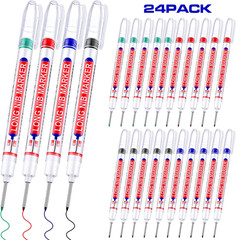 24 Pieces Deep Hole Marker Pens 20 mm Deep Drill Hole Long Nib Marker Multi