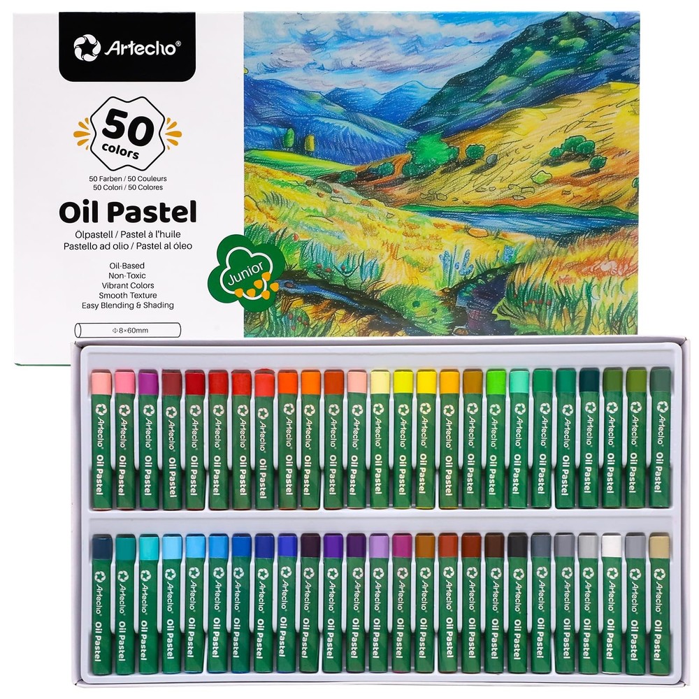 Oil Pastels Set of 50 Colors (8 x 60 mm), Soft Oil Pastels for Art Painting