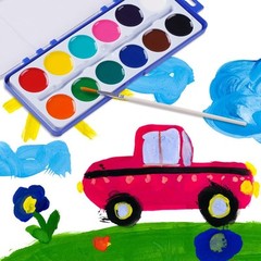 Watercolor Paint Set for Kids, 12 Colors, 24 Pack Washable Water Colors for P…