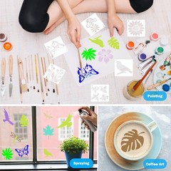 80 Pcs Small Nature Stencils for Painting on Rocks & Wood Slices, 3×3 Inch Re…