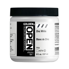 OPEN Slow-Drying Acrylics by GOLDEN, Zinc White, 8 fl oz. Jar, Professional Acry