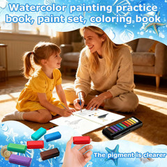 Watercolor Workbook for Beginners, Multi-Theme Designs, with 12-Color Palette an