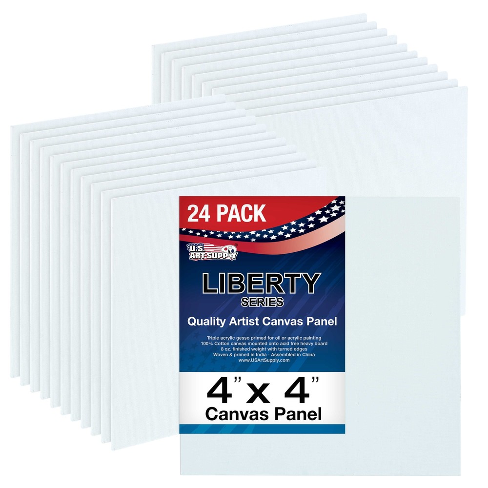 Blank Cotton Canvas Panels 4″x4″ 24 Pack Mounted Art Boards Paint Supplies Craft