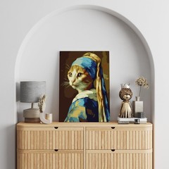 Paint By Numbers Cat Masterpiece Cat Without Pearl Earring Art Full Drill Diy
