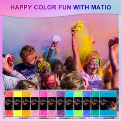 Matio Color Run Powder, 12 Pack 3.5oz/100g Each Natural 12 Colors, 12 Colors