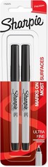 Sharpie Permanent Markers, Ultra Fine Point, 1 Count (Pack of 2), Black