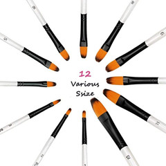 Filbert Paint Brushes Set, 12 PCS Artist Brush for Acrylic Oil Watercolor Gouach