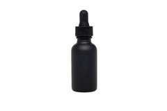 Black Coated Boston Round Glass bottles Black Dropper Cap 1 oz / 30 ml 12 Pack