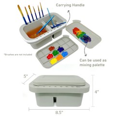 Wrapables Paint Brush Cleaner, Artist Paint Brush Holder with Palette Tray