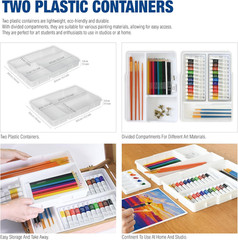 Mixed Media Art Set,55 Pack Painting Supplies Kit with Tabletop Sketch Box Easel