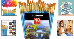 4 Pack Fine Tip Nylon Paint Brushes Set, 40 Pieces in Various Sizes