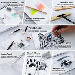 154PCS Artists Art Supplies – Drawing Kit with 6 Sketchbook,Tutorial,Coloring…