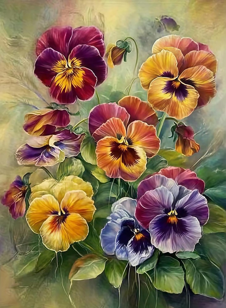 Paint by Numbers Kit for Adults Beginner,Pansies Adult Paint by Number Kits on