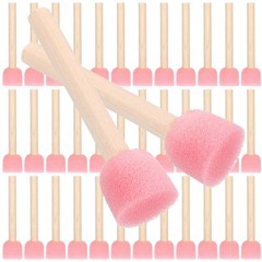 40 PCS 0.8 Inch Round Sponges Foam Brush Set Wooden Handle DIY Paint Staining
