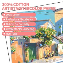Cotton Watercolor Paper 8.5 x 11 inch 300 GSM 400 Sheets White ZAYOUAU Bulk Cold