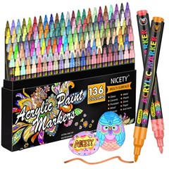 NICETY 136 Colors Acrylic Paint Pens Paint Markers, Extra Fine Tip Point Acrylic