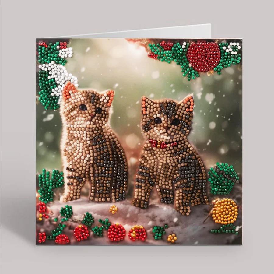 CraftBuddyUS CCK-XM144: “Christmas Kittens” Crystal Art Card 18x18cm