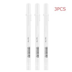 3Pack 0.8mm Fine F Tip White Gel Ink Marker Pen Drawing Art Sketching Painting
