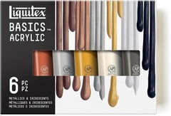 BASICS Acrylic Paint Set 6x118ml 4-oz, Metallic