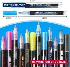 Upanic Outline Markers – 12 Colors Shimmer Markers Glitter Gel Pens, Teen Girls