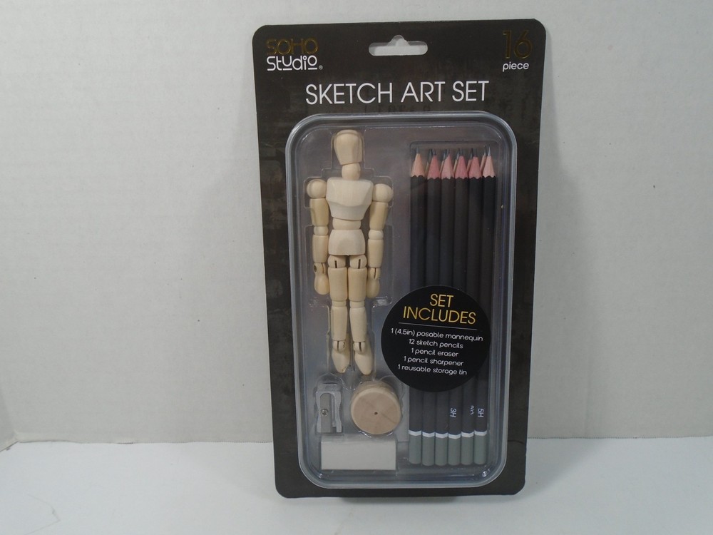 SOHO STUDIO–SKETCH ART SET W/ POSABLE MANNEQUIN (NEW)