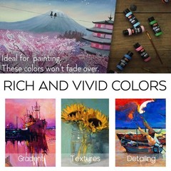 36 Color Acrylic Paint Set 2oz Bottles w Brushes Non Toxic Art Craft Kit