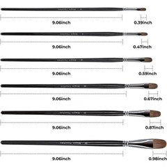 Magic Touches Artist Paint Brush Set (6 Sizes), Natural Sable Filbert Tip, Be…