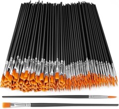 200 Pcs Small Paint Brushes Set – Nylon Hair Flat & Round Acrylic Craft Brushes