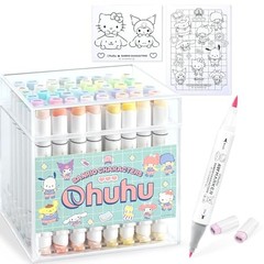 🎀 Ohuhu x Sanrio Honolulu 48 Colors Alcohol Marker Brush Chisel Set Limited JP