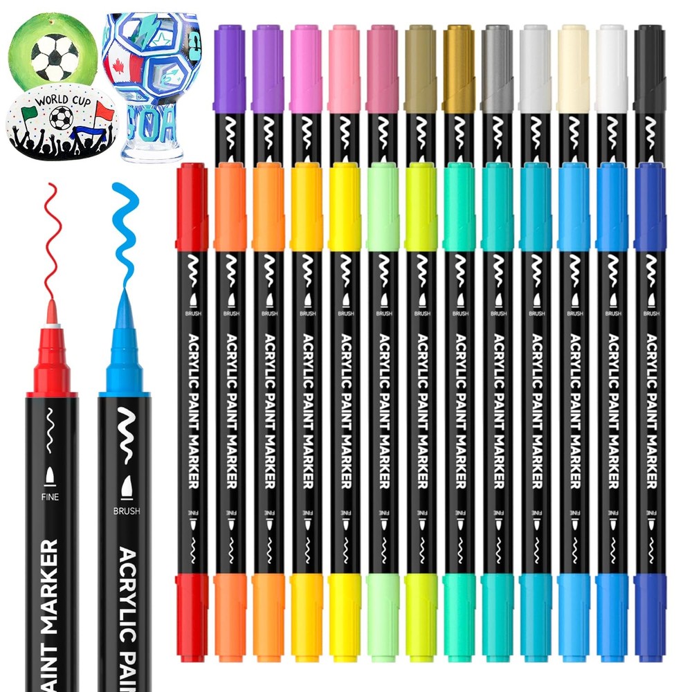 Shuttle Art 25 Colors 1 Count (Pack of 25), 25 Brush Tip & Fine