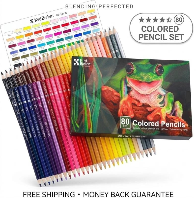 80 Colored Pencils, Soft Core Color Pencil Set for Adult Coloring Books Artist..