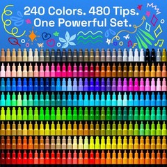 ARTISTRO 240 Precision Dual-Tip Acrylic Paint Markers – Paint Pens Set with D…