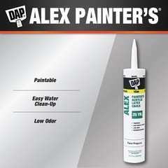 DAP Alex Painter’s Acrylic Latex Caulk, White, 10.1 oz. (Pack of 3), White