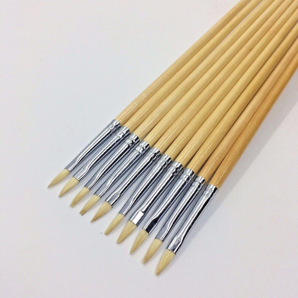 Filbert Artist Paint Brushes Set 10 Pc #1 Pure Hog Bristle For Oil Acrylic Paint