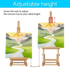 MEEDEN Tabletop Easel for Painting H-Frame, Adjustable & natural