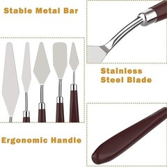 5 Stainless Steel Palette Knife Set Artist Painting Spatulas Oil Acrylic Art