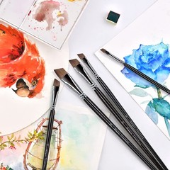 Magic Touches Artist Paint Brush Set (6 Sizes), Natural Sable Angle Tip, Best…