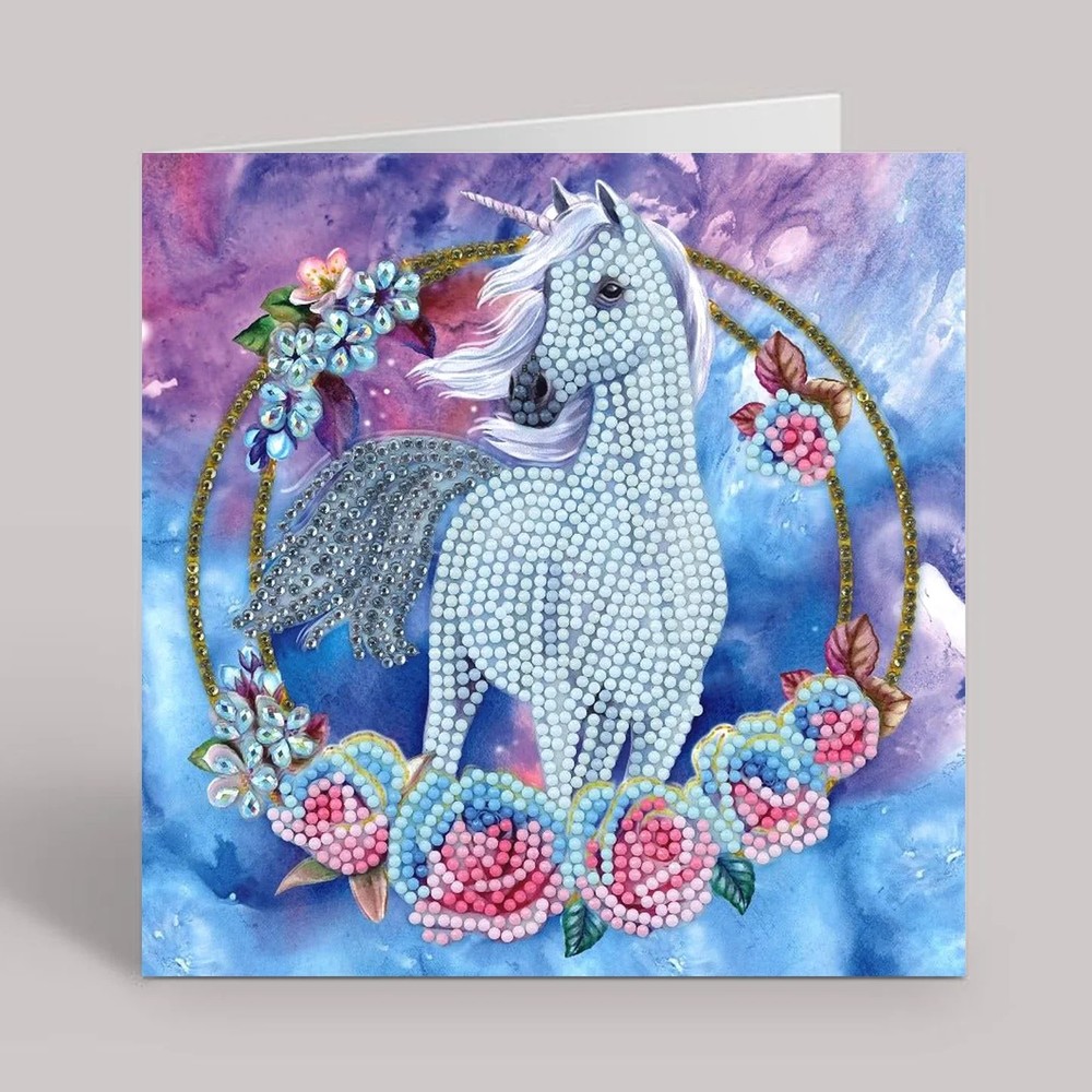 CraftBuddyUS CCK-A85:” Unicorn Garland” Crystal Art Card 18 x 18cm