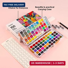 Grabie 100 Colors Watercolor Paint Set – 50 Regular, 35 Metallic, 10 Macaron and