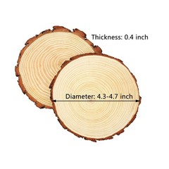 4.3-4.7 inch Unfinished Natural with Tree Bark Wood Slices 15 PCS Natural Rou…