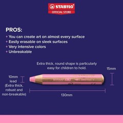 Multi-talented STABILO woody 3-in-1 Colour Pencil+Water Color+Wax Crayon Jumbo