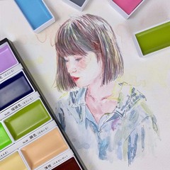 Kuretake GANSAI TAMBI 12 Colors Set II, Watercolor Paint Set,Professional- for a
