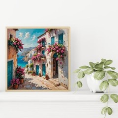 5DDIYART Flowers Scenery Town Paint by Numbers for Adults Beginner, PB299-1
